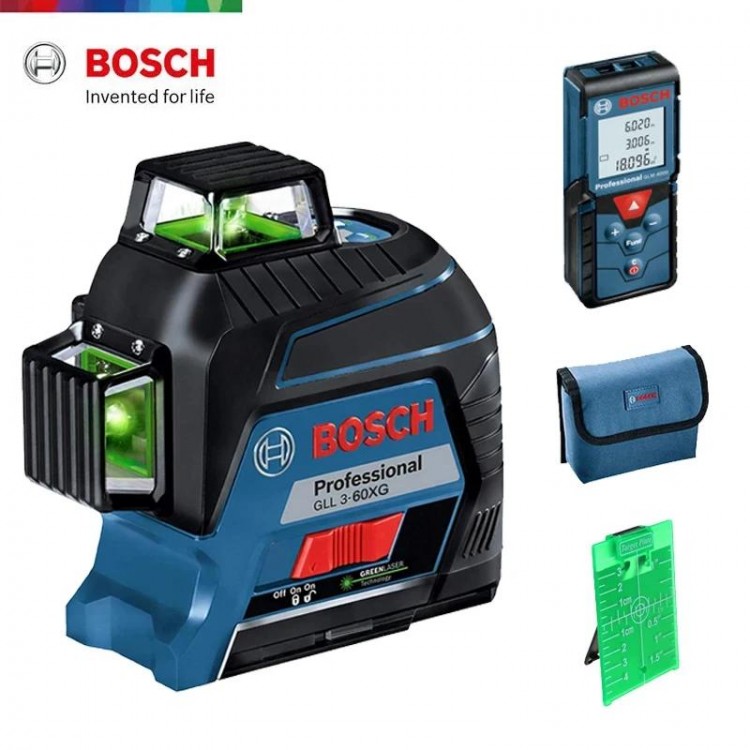 BOSCH GLL3-60XG 12 Lines Laser Level Green 3D Level Self-leveling 360 Horizontal & Vertical Cross Super Powerful Measuring Tool