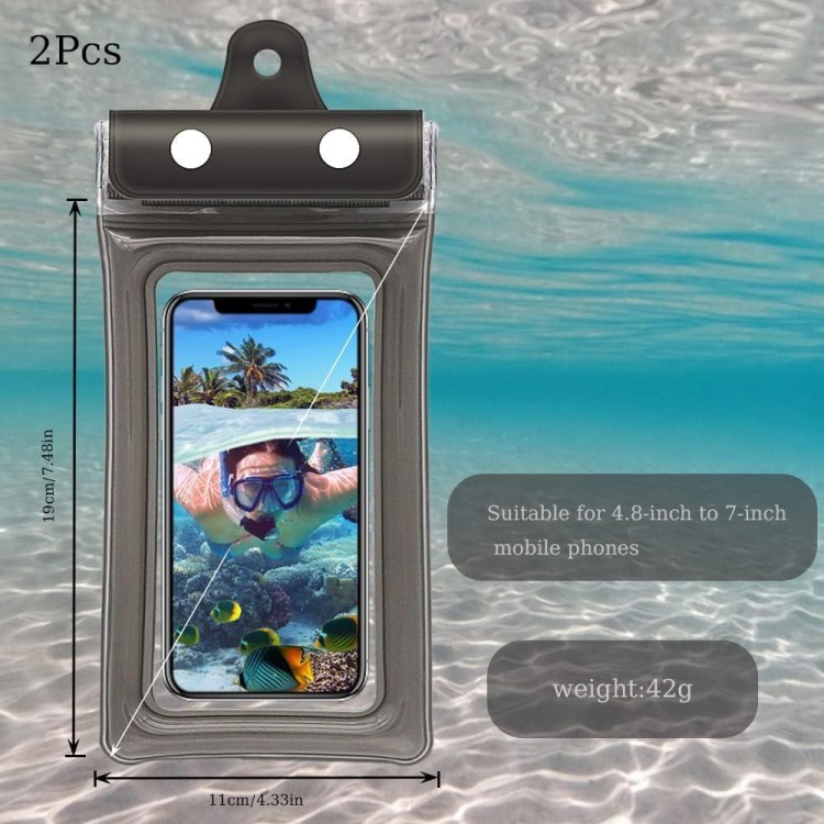 2 Pack Waterproof Phone Case, IPX8 Waterproof Phone Case with Lanyard