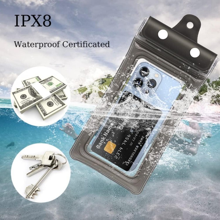 2 Pack Waterproof Phone Case, IPX8 Waterproof Phone Case with Lanyard