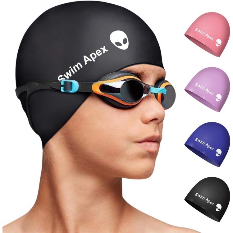 Pack of 2 for Long Hair Women Waterproof Bathing Pool Swimming Cap Cover Ears