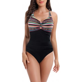 Women's Tummy Control Swimwear, V-Neck Swimsuit