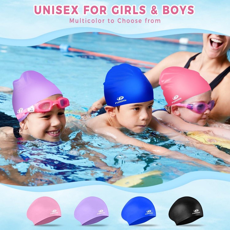 Swimming Cap for Kids, Long/Short Hair, Unisex Swimming Cap