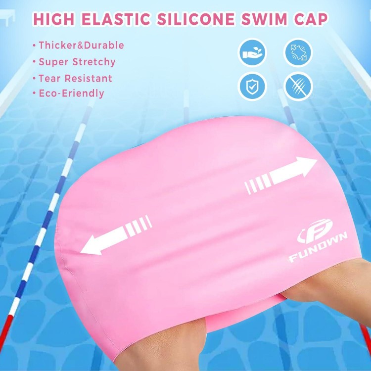 Swimming Cap for Kids, Long/Short Hair, Unisex Swimming Cap