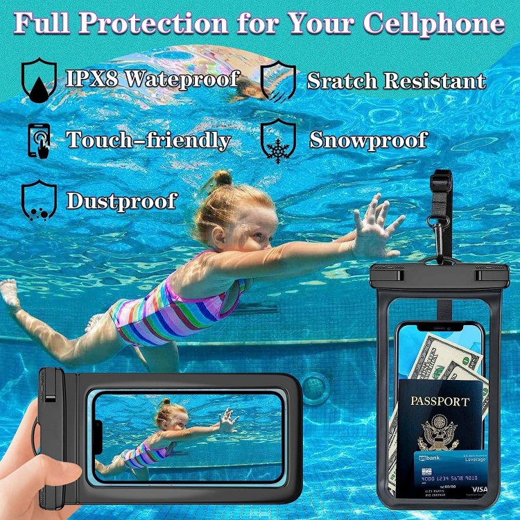 Pack of 4 Multicoloured Universal Waterproof Mobile Phone Case