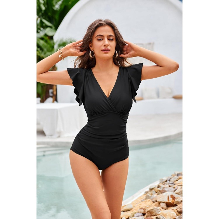 Women's Swimsuit One Piece Swimwear V-Neck