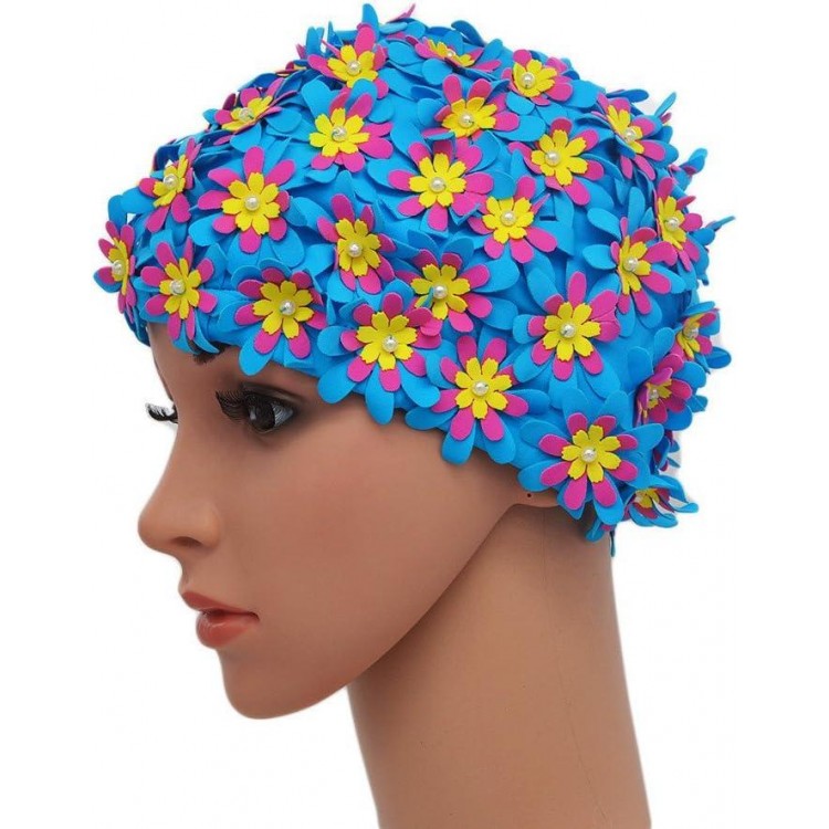 Ladies Retro Floral Swim Cap