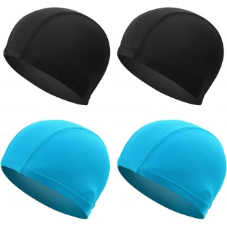 4 Pack Swimming Caps for Adults Kids Unisex Fabric Swim Cap 