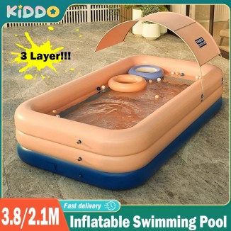 3,8 m aufblasbarer PVC-Pool Sonnenschutz große Pools für Familien gera