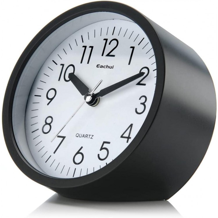 Black Analogue Quartz Alarm Clock with Night Light