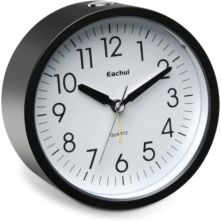 Black Analogue Quartz Alarm Clock with Night Light
