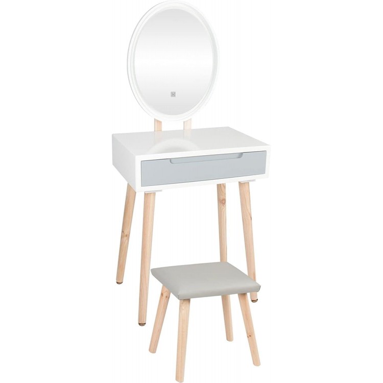 Dressing Table with Lighting and Mirror, with 3 Colours LED Lighting