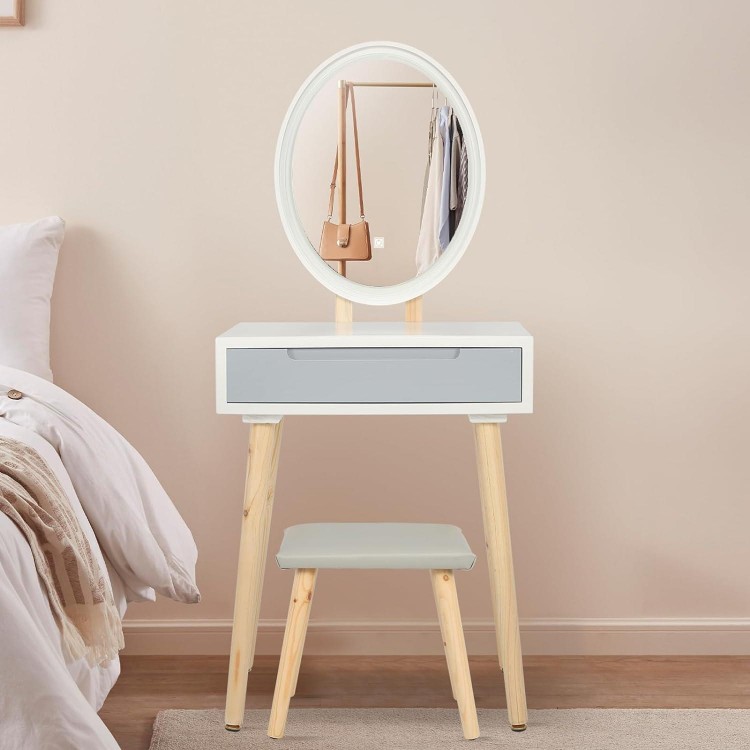 Dressing Table with Lighting and Mirror, with 3 Colours LED Lighting