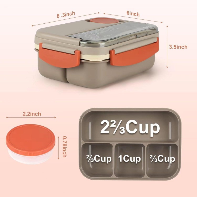 Bento Box with Compartments, 1300 ml Lunch Box for Adults