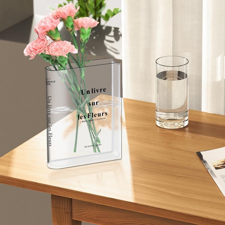 Book Vase, Clear Acrylic Book Vase, Tulip Vase, Book Vase, Transparent Book-shaped Vase