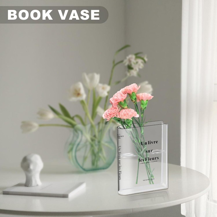 Book Vase, Clear Acrylic Book Vase, Tulip Vase, Book Vase, Transparent Book-shaped Vase