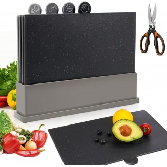 Chopping Board Set, 4 Colour Coded Chopping Boards with Storage Box