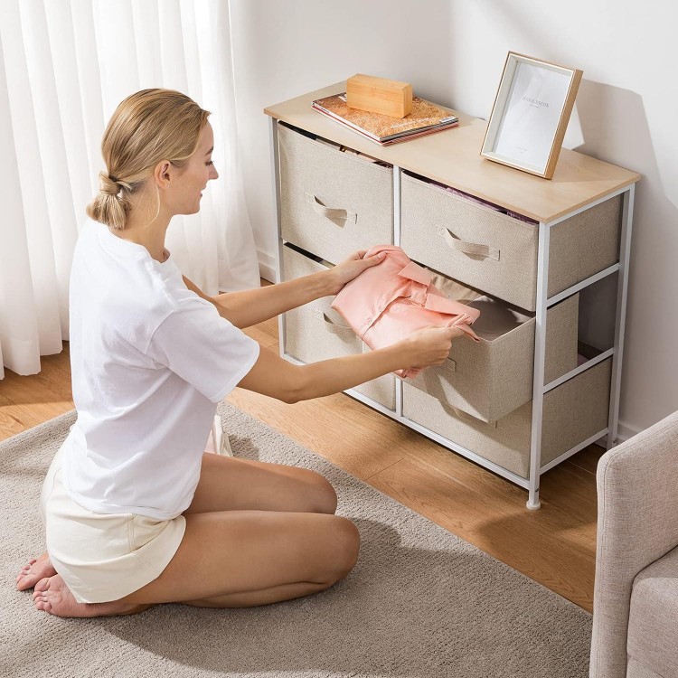 Chest of Drawers with 5 Fabric Drawers, Practical Storage Chest Cupboard