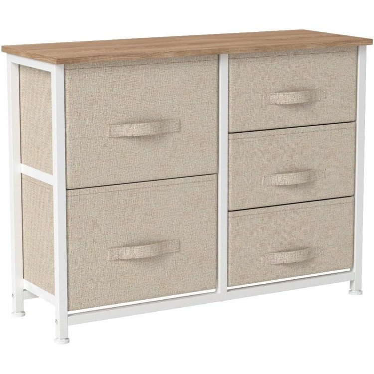 Chest of Drawers with 5 Fabric Drawers, Practical Storage Chest Cupboard