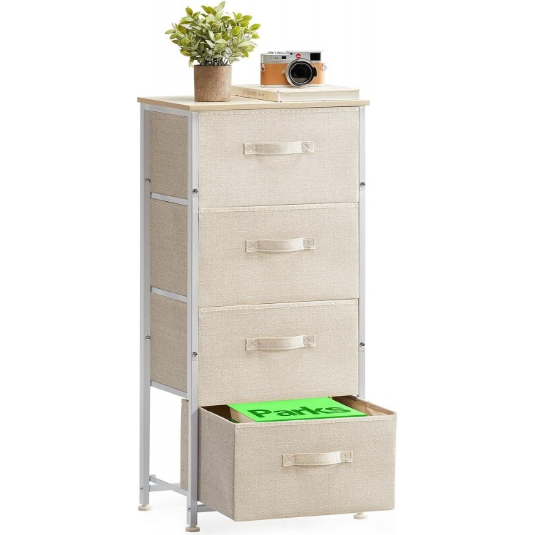 Chest of Drawers with 4 Fabric Drawers, Practical Storage Chest