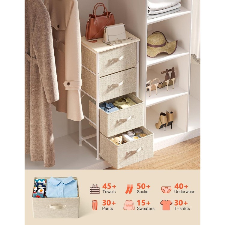 Chest of Drawers with 4 Fabric Drawers, Practical Storage Chest
