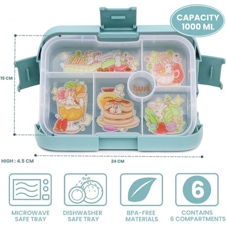 Children's Lunch Box with Compartments 1000 ml, Bento Box Lunch Box