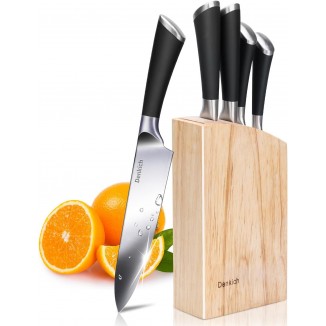 Knife Block, 6-Piece Kitchen Knife Set