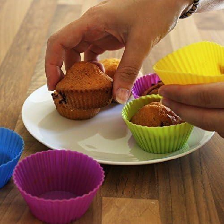 24 Pcs Reusable Silicone Cupcake Moulds Muffin Moulds