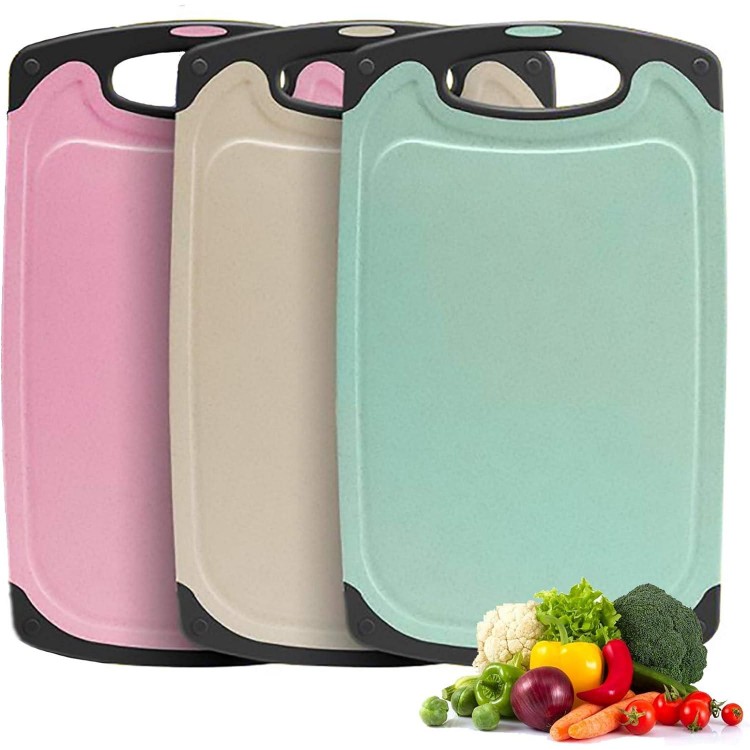 Chopping Board Set of 3 Wheat Straw Kitchen Chopping Boards BPA Free