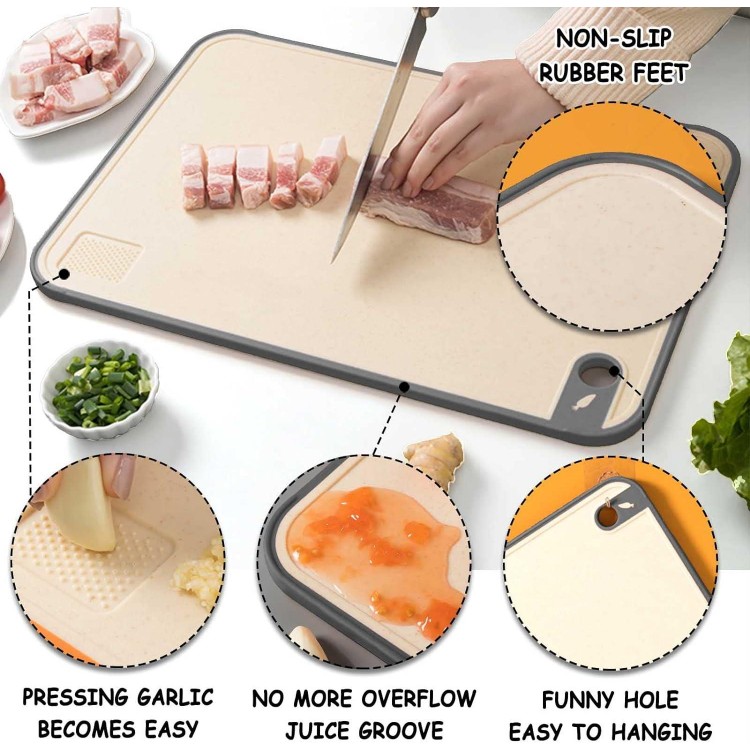 Chopping Board, Set of 3, Plastic, Large, Kitchen Board, Non-Slip