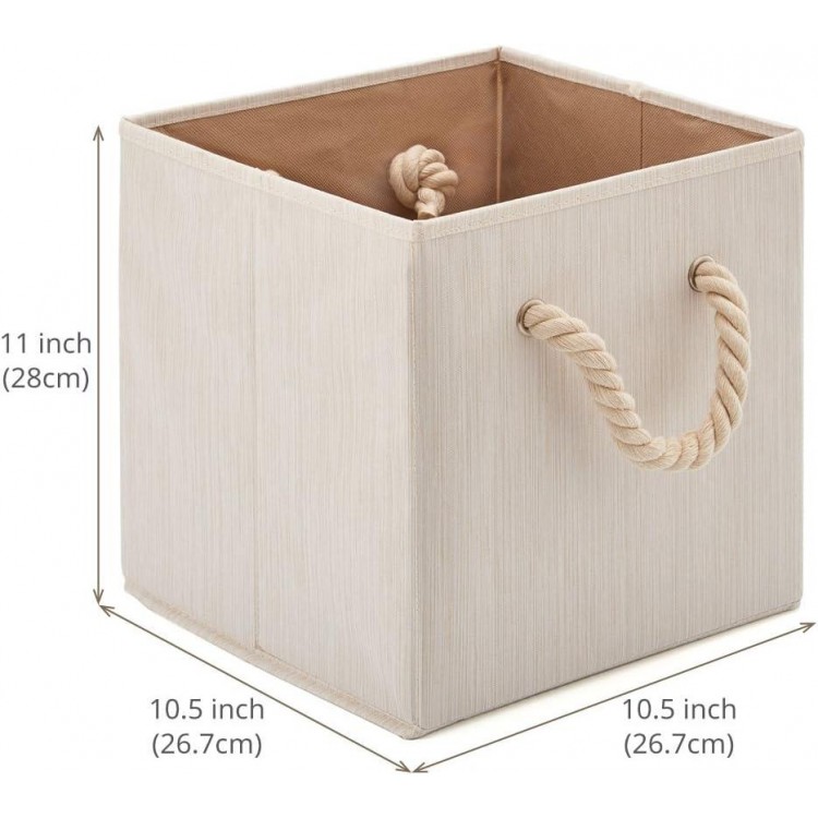 4pcs Cotton Folding Storage Box Storage Basket with Strong Handles 26.7 x 26.7 x 28 cm