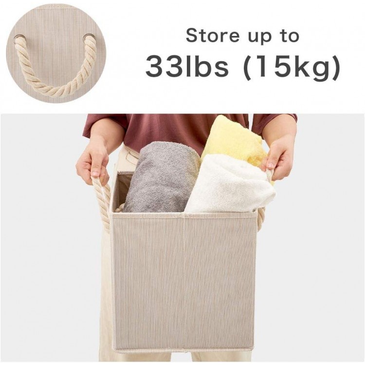 4pcs Cotton Folding Storage Box Storage Basket with Strong Handles 26.7 x 26.7 x 28 cm