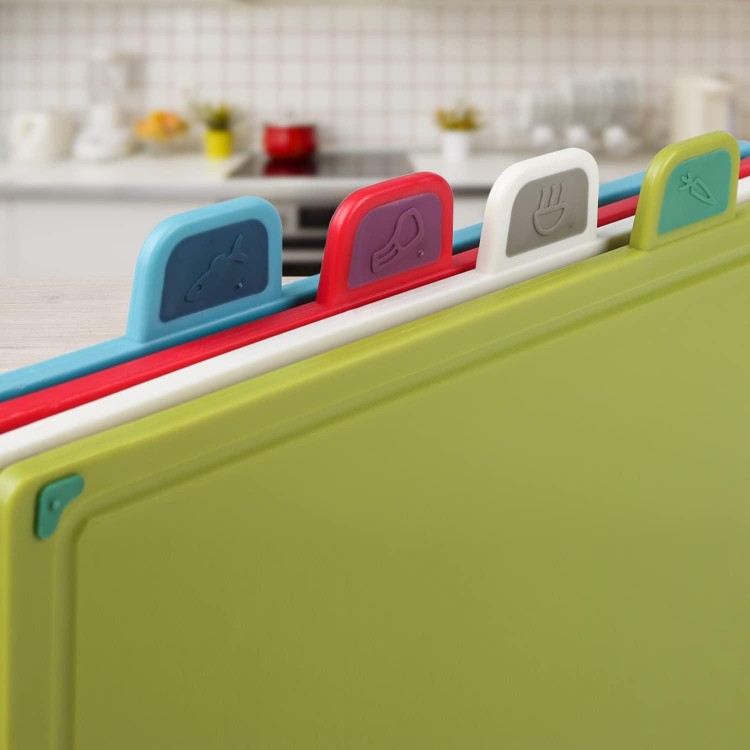 4-Piece Plastic Chopping Boards, Colours, Multicoloured, Kitchen Cutting Board