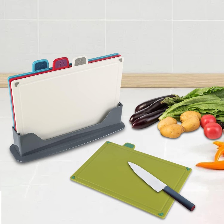 4-Piece Plastic Chopping Boards, Colours, Multicoloured, Kitchen Cutting Board