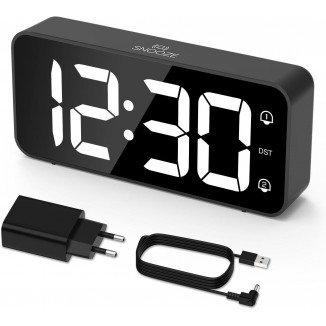 Digital Alarm Clock with 2 Alarms, Snooze