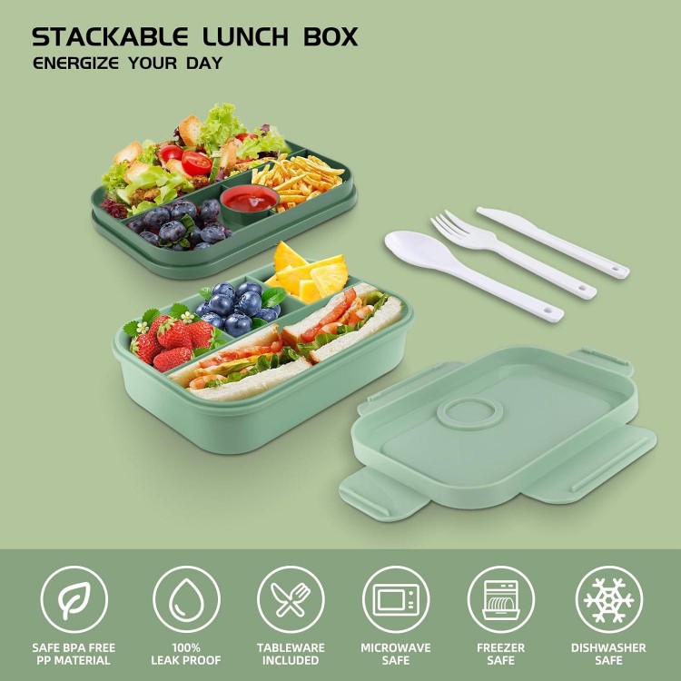 Bento Box Lunch Box for Adults, 2000 ml, Double Layer Lunch Box