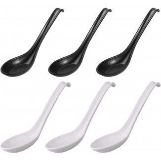 6 Pieces Melamine Soup Spoons 6.5 Inch Japanese Ramen Spoons with Long Handle