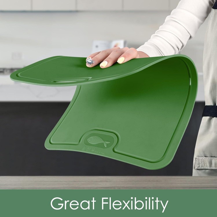 Flexible TPU Chopping Board, BPA Free with Knife and Juice Groove