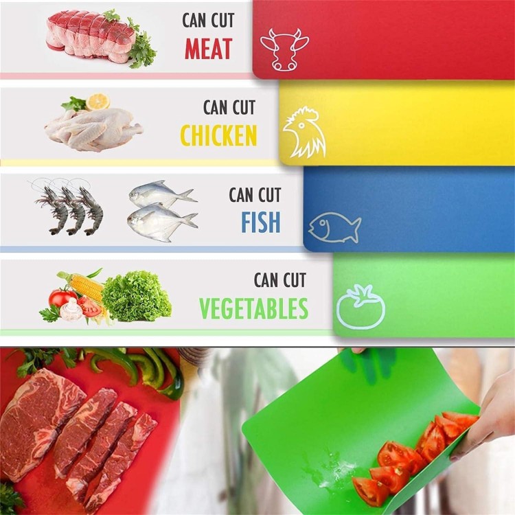 Plastic Chopping Boards for Kitchen Flexible, Coloured Cutting Mats