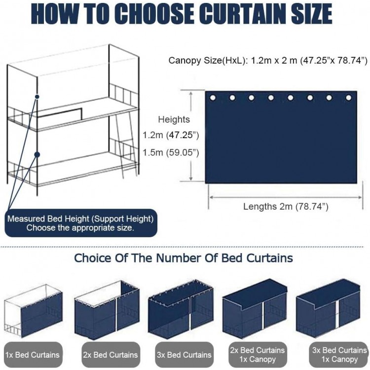 Bed Curtain, Bunk Bed, Blackout Curtains, Dustproof Bed Canopy