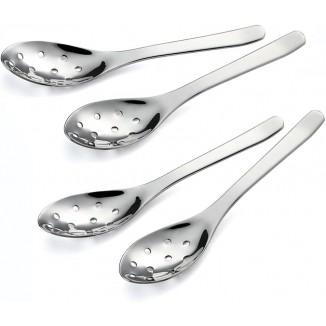 4 Pieces Stainless Steel Slotted Serving Spoon, Caviar Spoon for Soup, Serving Spoon, Small Slotted Spoon
