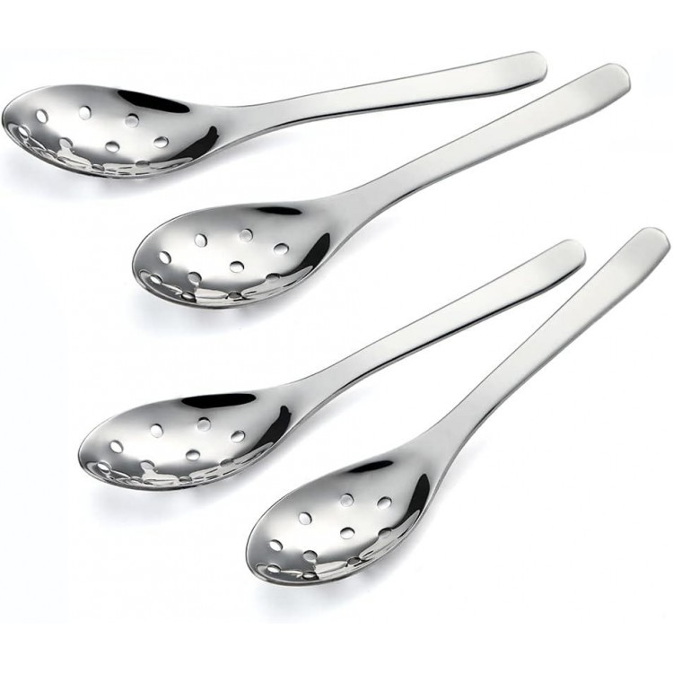 4 Pieces Stainless Steel Slotted Serving Spoon, Caviar Spoon for Soup, Serving Spoon, Small Slotted Spoon