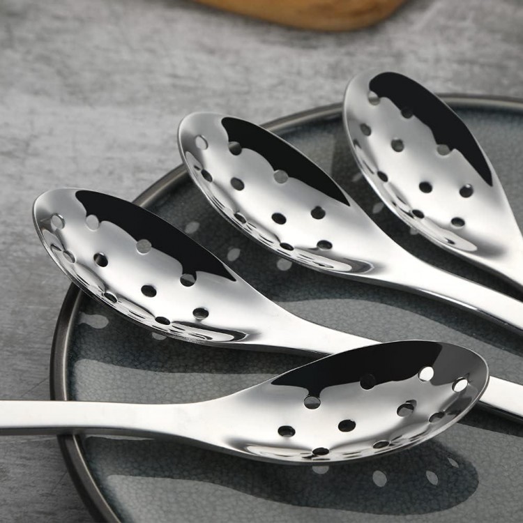 4 Pieces Stainless Steel Slotted Serving Spoon, Caviar Spoon for Soup, Serving Spoon, Small Slotted Spoon