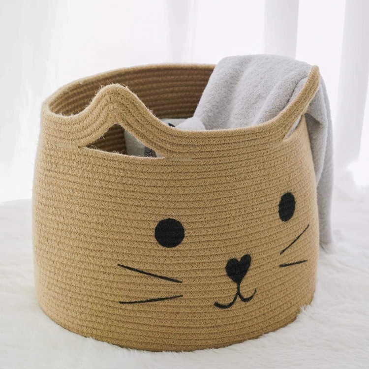 Laundry Basket Large Cotton Jute Basket Storage Basket for Clothes Blankets