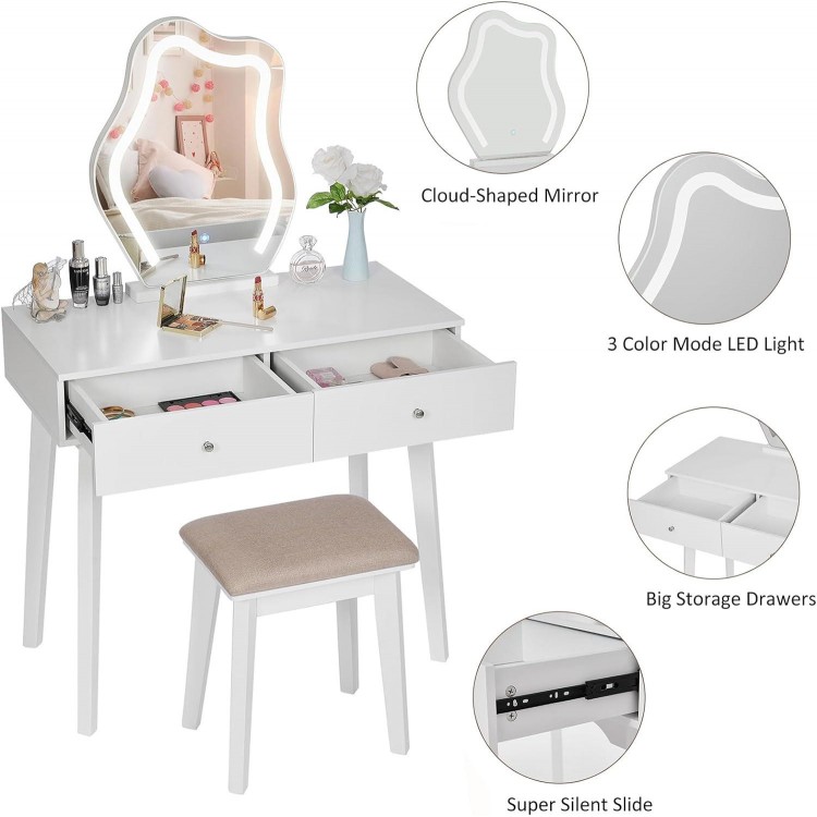 Dressing Table Vanity Set LED Dressing Table Cosmetic Table Mirror