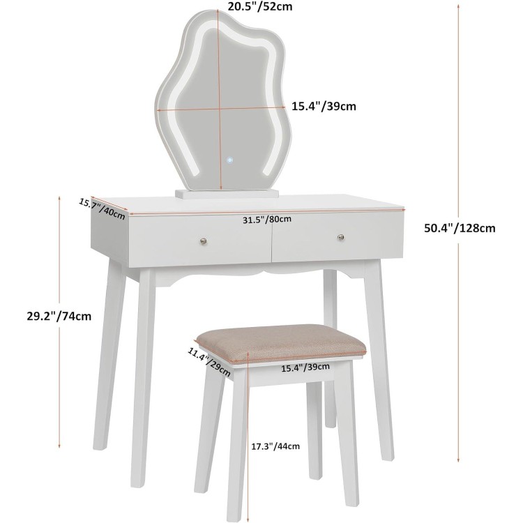 Dressing Table Vanity Set LED Dressing Table Cosmetic Table Mirror