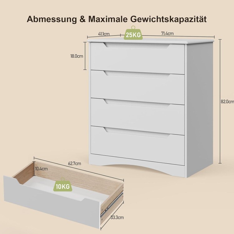 Chest of Drawers White Bedroom Chest of Drawers with 4 Spacious Drawers