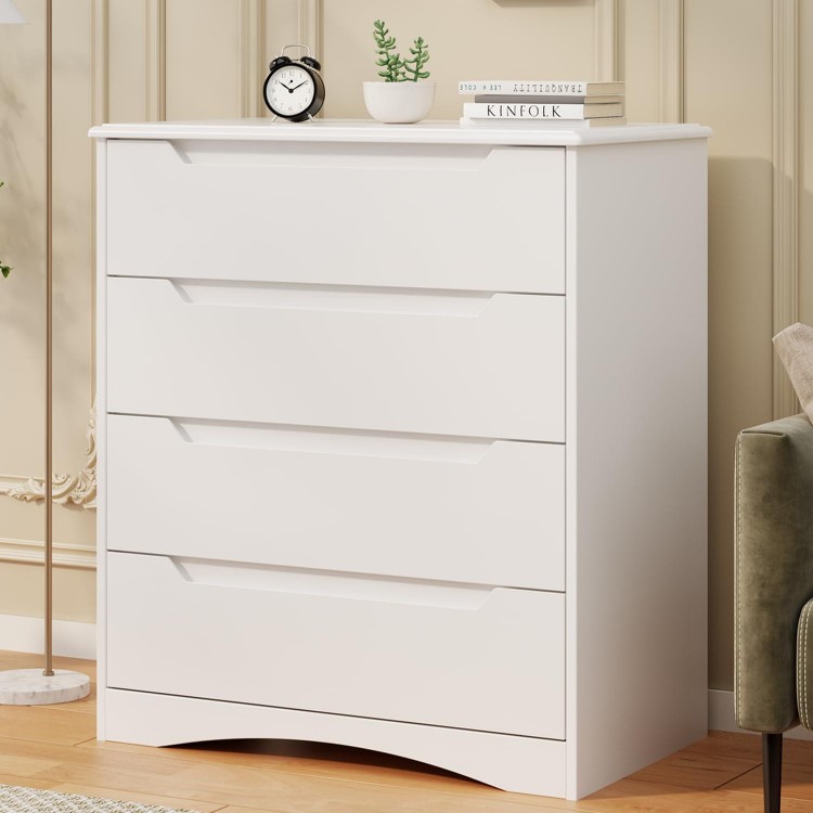 Chest of Drawers White Bedroom Chest of Drawers with 4 Spacious Drawers