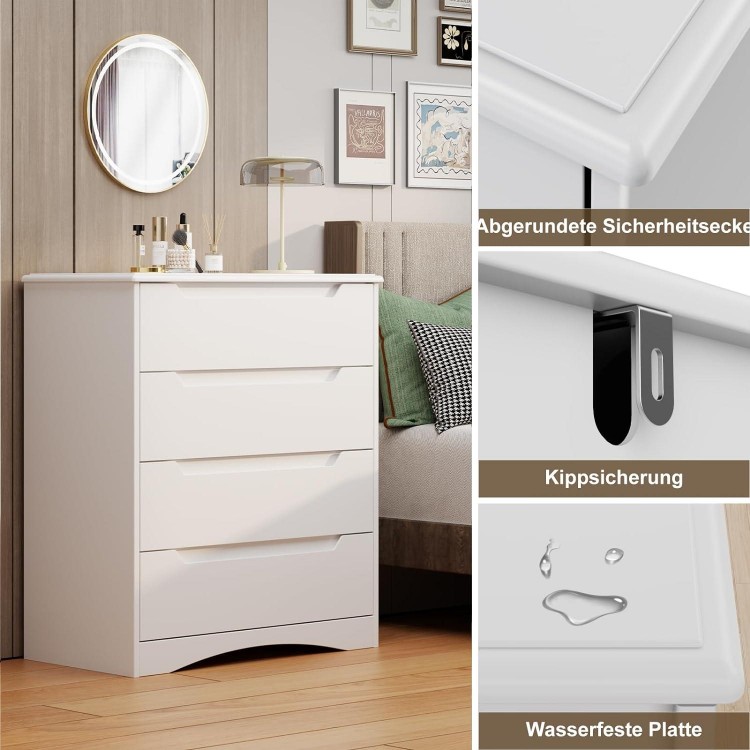 Chest of Drawers White Bedroom Chest of Drawers with 4 Spacious Drawers