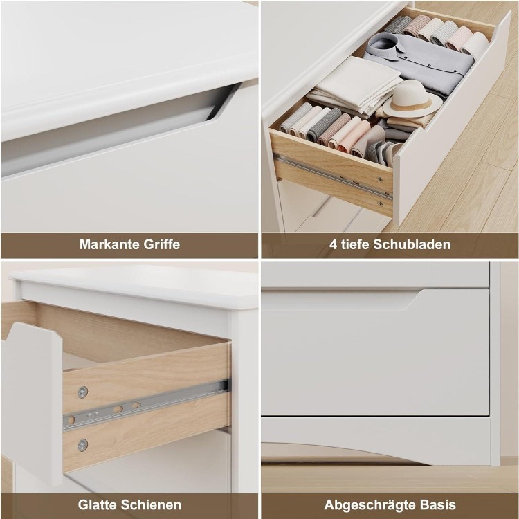 Chest of Drawers White Bedroom Chest of Drawers with 4 Spacious Drawers