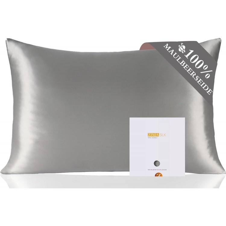 100% Silk Pillowcase for Hair and Skin – Double-Sided 19 Momme Silk 1 Piece, silver-grey, 40x80cm